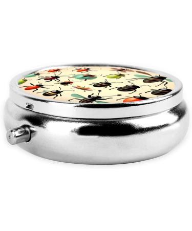 Cartoon Small Insects Round Pill Box - 3 Compartment Portable Travel Organizer for Vitamins and Medications - Buy Online on GoSupps.com