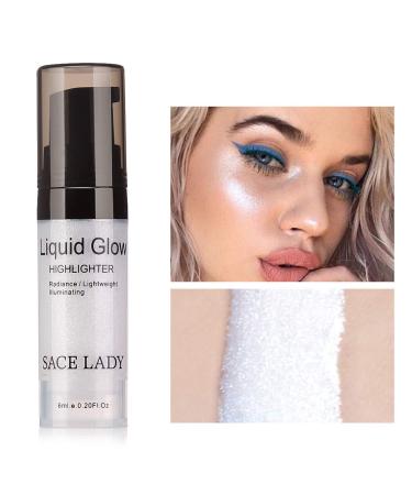 SACE LADY Liquid Pearl Highlighter Makeup Shimmer and Shine Ultra-Smooth Radiant Illuminator For Face Cheekbone Body Glow Bronzer Glitter Illuminating Highlighters Makeups, 0.2Fl Oz 01.Sliver