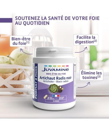 JUVAMINE - Artichoke and Black Radish - Liver Wellness - Contributes to the proper functioning of the Digestive and Hepatic System - 2 Month Format - 120 Capsules of vegetable origin - Buy Online on GoSupps.com