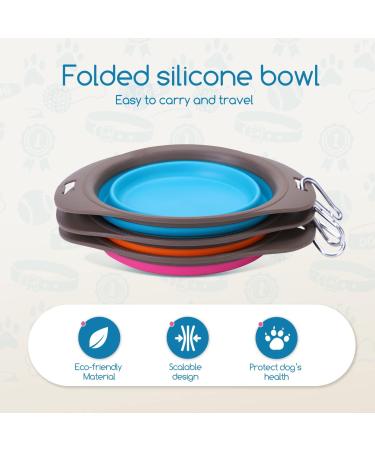 Nobleza 3-Piece Foldable Dog Bowl Set | Silicone Portable Travel Bowls with Carabiners | Leak-Proof Pet Bowls for Dogs & Cats - Perfect for Water & Food - Buy Online on GoSupps.com