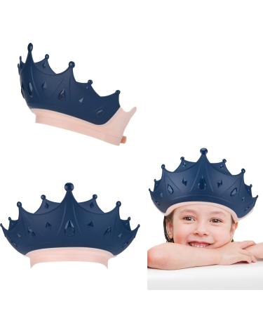 RosewineC Baby Shower Cap Shield for Eye and Ear Protection Adjustable Hair Washing Bath Hat Shower Cap for Kids from 6 Months to 9 Years Old Crown Shape (Blue)