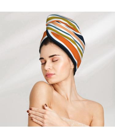 Hair Towel Wrap - Quick Drying Towel Turban with Button | Colorful Pastel Stripes - Perfect for Fast Hair Drying - Buy Online on GoSupps.com