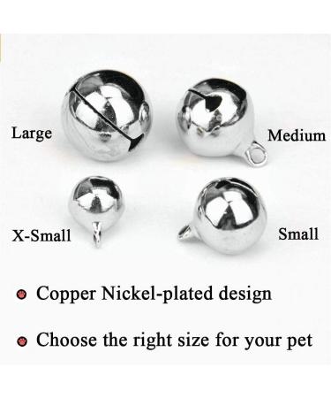 Ivia Pet Cat Bell Sets for Dog Collars - 4 Charm & Training Accessories with Stainless Steel Clips - Large Silver - Buy Online on GoSupps.com