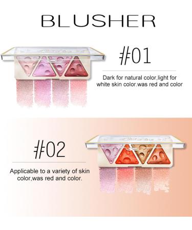 4 color baked blush palette cheek makeup shimmer facial blush natural glow lasting lightweight high light blush (03) - Buy Online on GoSupps.com