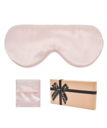 Seciiwod Silk Sleeping mask Light Proof Sleep mask 100% Mulberry Silk Eye mask with Elastic Strap Wide Coverage Skin-Friendly Super Soft Breathable feathery Plane Sleep Gift Package (Pink)