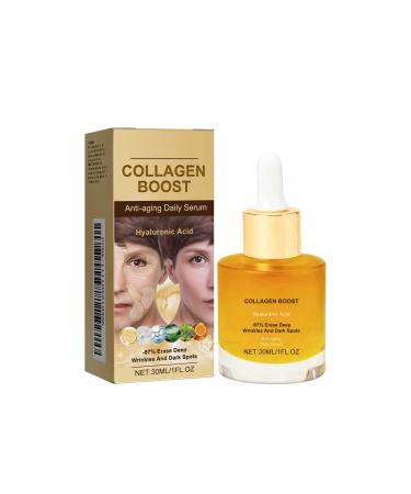 QPJUVC Advanced Collagen Boost Anti-Aging Face Serum 30ml of hyaluronic acid with vitamin C and plant extracts reduces wrinkles and firms the skin brightens and moisturizes for all