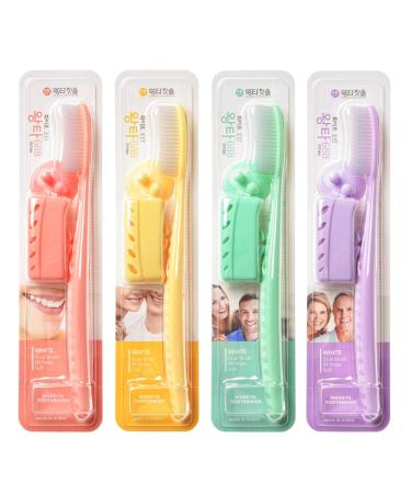WANGTA Toothbrush 4pcs  Twice as Wide as Regular Brush Head  Wide Toothbrush  Long Brush Head  More Comfortable and Easier Brushing (White Brush)