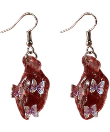 Feylie Gothic Punk Heart Dangling Earrings | Unique Asymmetrical Ear Cuffs for Halloween Party - Buy Online on GoSupps.com