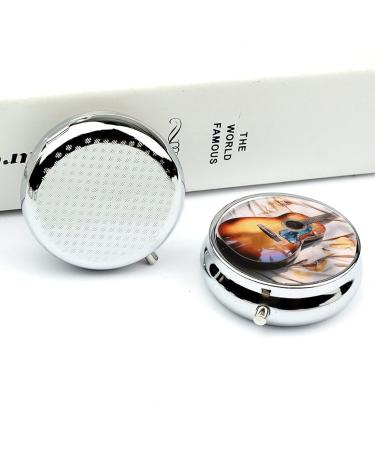 Portable 3 Compartment Pill Box with Acoustic Guitar Print | Travel Pill Organizer for Purse & Pocket - Buy Online on GoSupps.com