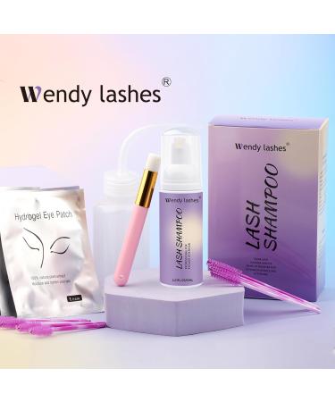 WENDY LASHES Lash Shampoo Kit - Gentle Eyelash Cleanser for Lash Extensions | 60ml with Brushes Comb Bottle & Eye Patch - Ideal for Perfect Lash Care - Buy Online on GoSupps.com