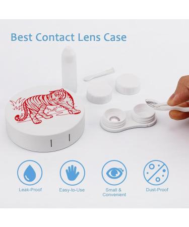 Red Tiger Cute Contact Lens Case - Travel Portable Round Storage Box Kit with Mirror for Daily Use - Buy Online on GoSupps.com