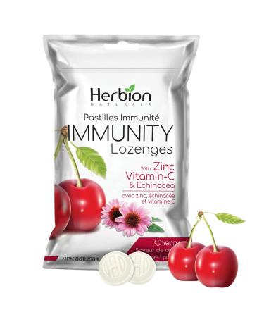 Herbion Naturals Immunity Lozenges with Zinc vitamin-C & Echinacea source of Antioxidant help Maintain & Support Immune System promote Good Health for adults & kids 6+ 25 CT Cherry Flavour