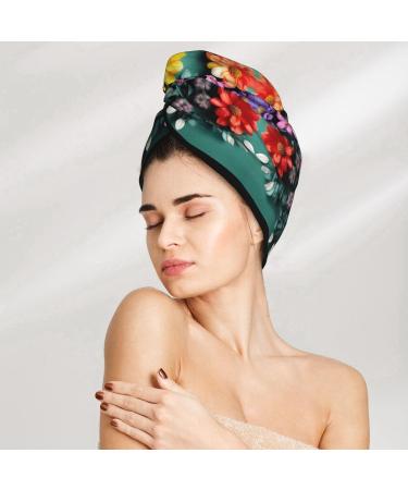 Flower Art Coral Velvet Hair Cap | Unisex Wet Towel Wrap for Bathroom Pool Party & Beach Accessory - Buy Online on GoSupps.com