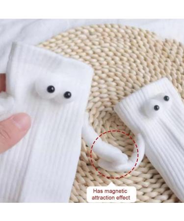 Nakeah Funny Magnetic Suction 3D Doll Couple Socks - Unisex White Hand Holding Couple Socks - Buy Online on GoSupps.com