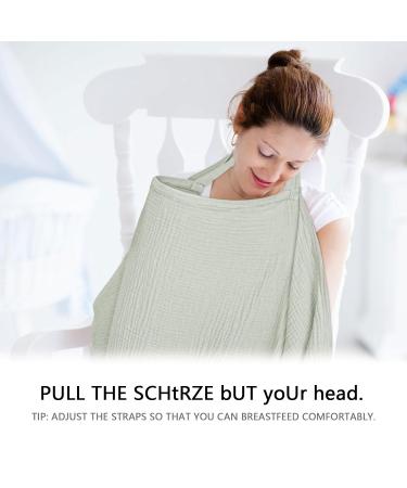 Shop Soft & Breathable Hillhill Cotton Breastfeeding Cover - Still Towel Snack Apron for Moms | Portable Nursing Gift in Blue & Greyish Green - Buy Online on GoSupps.com