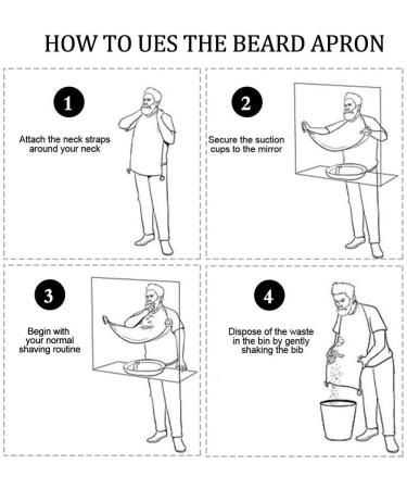 Beard Shaving Bib for Men Mustache Care & Hair Catcher Professional Hair Clippings Catcher Waterproof Grooming Cape Apron Non-Stick Beard Trimming Bib with 2 Suction Cups Black - Buy Online on GoSupps.com