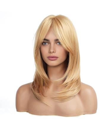 HAIRCUBE Long Golden Blonde Wig for Women - Layered Synthetic Hair Wig with Bangs - Buy Online on GoSupps.com