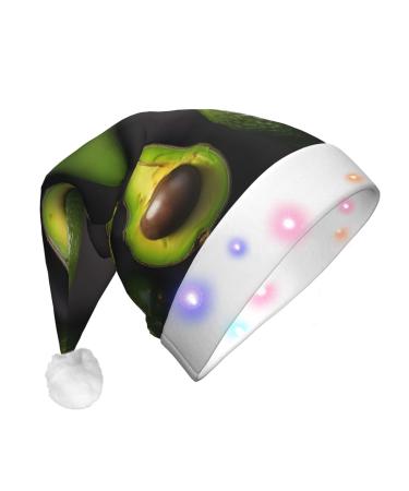 Rainbow Flowers pattern LED Christmas Hat for Adults - Vibrant Colors and Long-lasting LED Lights Avocado Fruit Pattern 1