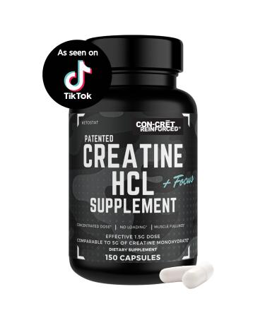 Creatine Pills, Creatine HCL Pills (1.5G) Creatine Hydrochloride Capsules, Tablets - Best Rated Creatine for Women Booty Gain / Muscle Builder for Men, Creatine Gummies No Bloat Creatin / Kreatine Capsules 150 Count (Pack of 1)