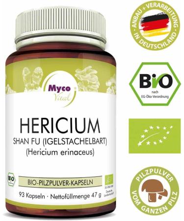 Hericium Powder | 500mg Superfood Mushroom Capsules | 100% Organic Vegan | 93 Capsules for Enhanced Health - Buy Online on GoSupps.com