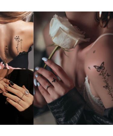 VIWIEU Realistic Temporary Tattoos: Flower Butterfly Daisy Bird & Inspirational Sayings Body Art - 15 Sheets, Waterproof & Perfect for Adult Women and Girls - Buy Online on GoSupps.com