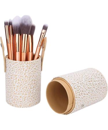 Portable PU Leather Makeup Brush Cup Holder - Travel Cosmetic Organizer - Apricot - Buy Online on GoSupps.com