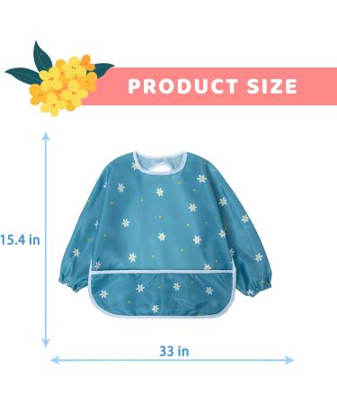 Little Dimsum Long Sleeves Toddler Weaning Bibs - Waterproof Feeding Coverall Set for 6-36 Months | Flower Design - Buy Online on GoSupps.com