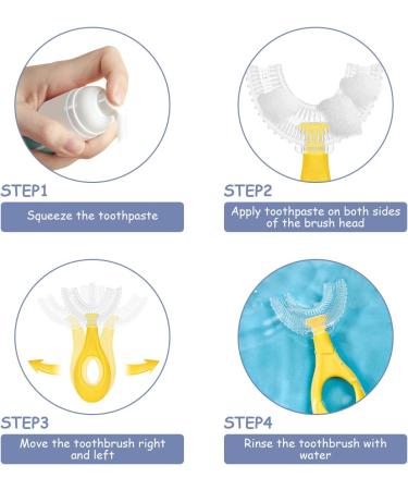 Vicloon 3Pcs Kids U-Shaped Toothbrush Set for Toddlers and Children (2-6 Years) | Oral Cleaning with Food Grade Silicone Brush Head | Blue, Pink, Yellow - Buy Online on GoSupps.com