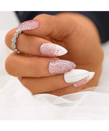Sethexy matt false nail stilett stilett only fingernails Meidum salon nail tips complete cover art design acrylic 24st press nails for women and girls