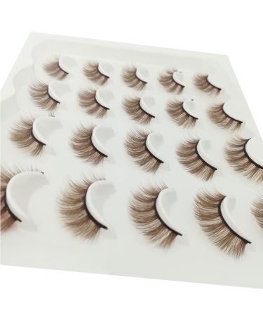 MUQIU37 Brown 3D Mink False Eyelashes - 10 Pairs for Natural & Dramatic Volume | Coffee Brown Lashes for Makeup & Extensions (MQ601) - Buy Online on GoSupps.com