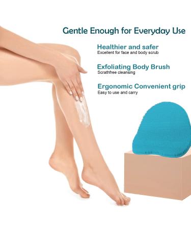 RamPula Silicone Body Scrubber - Bath Back Cleaning Loofah Sponge Glove for Exfoliating - Hygienic Shower Brush (Blue) - Buy Online on GoSupps.com