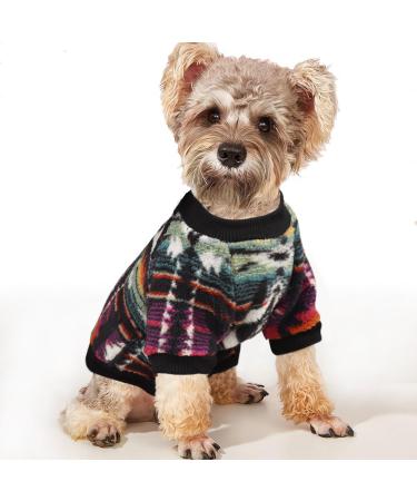 Yaodhaod dog sweater for small dogs fleece dog sweater ethnic style dog winter clothing ultra soft thermal winter warm puppy sweatshirt pet sweater (m multicolored) m multicolored