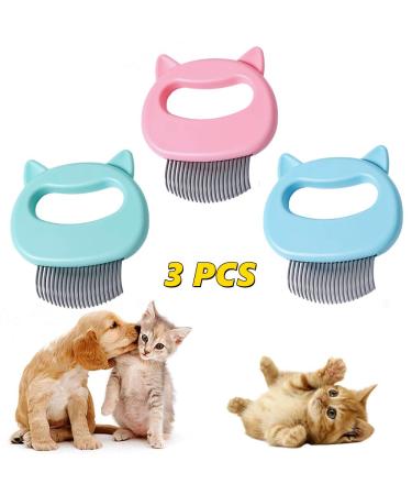 Cat Comb Pet Cat Short & Long Hair Removal Massaging Shell Comb Soft Deshedding Brush Grooming and Shedding Matted Fur Remover Massage Dematting Tool for Dog Puppy Rabbit Bunny (3 Piece)
