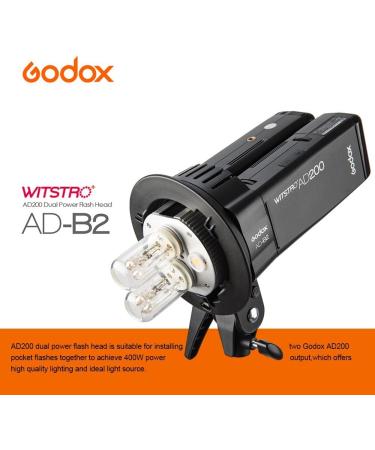 Godox AD-B2 Dual Power Twin Head Bowens Mount for 2 Godox AD200/AD200 Pro - 400W Power Output - Buy Online on GoSupps.com