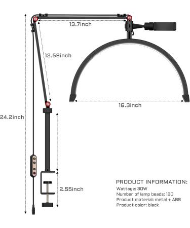 TopDirect Desk Lash Light - LED Eyelash Lamp with Phone Holder for Beauty, Nail Art, Tattoo - 3 Color Lash Extension Light - Ideal for Skincare, Lashes, Eyebrows - Black - Buy Online on GoSupps.com