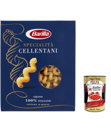Italian Gourmet E.R. Pack of 5 Barilla Specialit Cellentani 100% Italian pasta 500g + Italian gourmet polpa 400g