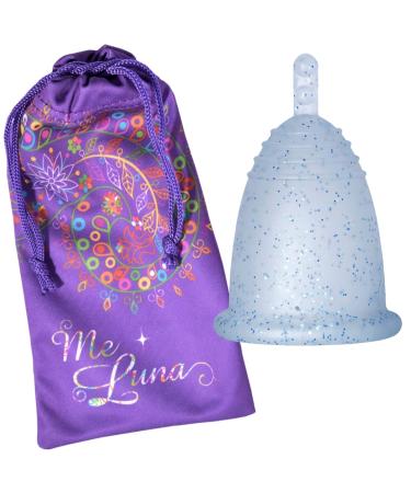 Me Luna Menstrual Cup Classic Handle Blue Glitter Size S