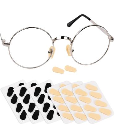 Wisebom 24 pairs of nose pads glasses anti-slip-nose pads for glasses self-adhesive non-glued slide-resistant glasses pads drop shape glasses nasal pads glasses repair set black and meat-colored