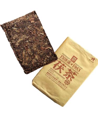 th puer Anhua Baishaxi Brique de th fonc Ann e Fleur d'or Fu Cha 338g