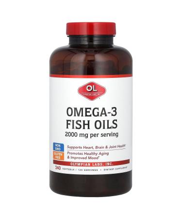Olympian Labs Omega-3 Fish Oils 2 000 mg 240 Softgels (1 000 mg per Softgel)