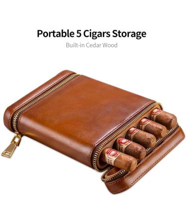 Portable Travel Leather Cigar Humidor Box Leather Cigar Case Cedar Cigar Humidor Case with Humidifier Cedar Wood Lined Black - Buy Online on GoSupps.com