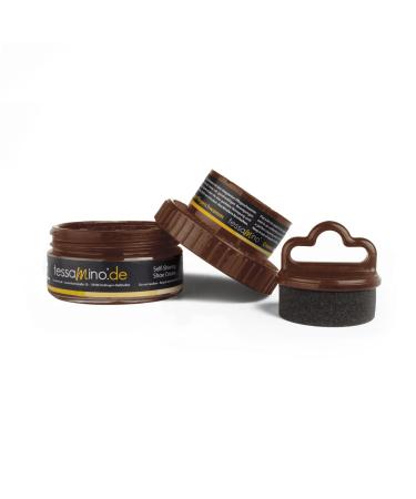Natural Feet Shoe Polish for Deer Leather with Integrated Care Sponge 50ml Light Brown