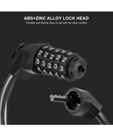 RUNGANG 4ft Bike Lock Cable - High Security 5 Digit Combination Bicycle Lock - Heavy Duty Anti-Theft - Blue - Buy Online on GoSupps.com