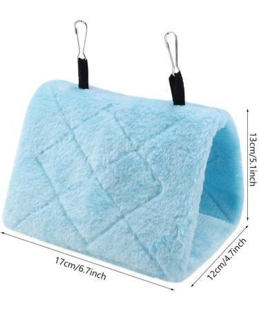 Peony Parrot Hammock Bird Nest - Warm Plush Hanging Cage Tent for Winter - Pet Toy Pouch Bed - Blue - Buy Online on GoSupps.com