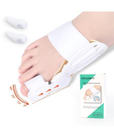 FAFAAWFF 2+2 Pack Bunion Corrector for Women and Men, Adjustable Big Toe Straightener, Orthopedic Bunion Splint Brace, Bunyon Fix Correct, Juanetes Relief, Day and Night Each 2 Pack
