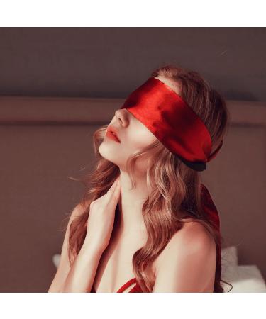 Blindfold 3 Pcs Blindfolds for Games Eye mask for Sleeping Games Satin Silk Eye Covers Satin Sleep Mask(Black Red Rose Red) - Buy Online on GoSupps.com