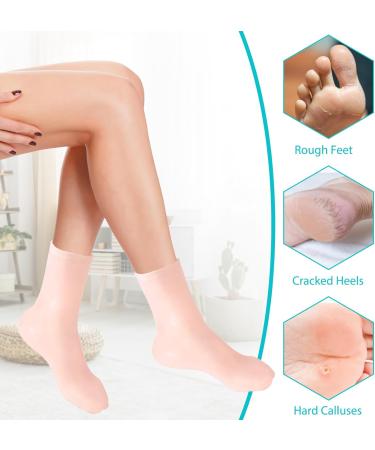 Silicone Moisturizing Socks Women Foot Spa Pedicure Silicone Socks Foot Mask Exfoliating Beach Protective Gel Socks Anti Slip Aloe Socks for Dry Cracked Feet Calluses Foot Care (Skin Color) - Buy Online on GoSupps.com