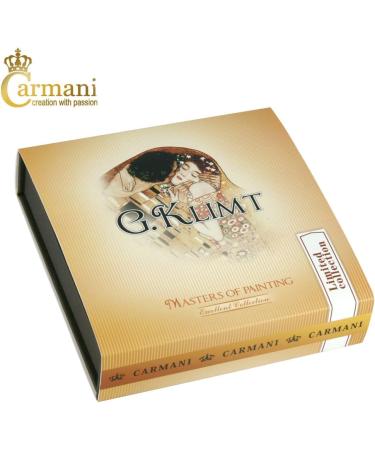 Gustav Klimt 'Lady with Fan' Gold Plated Bronze Pocket Mirror - Compact Travel Make-up Mirror - Buy Online on GoSupps.com