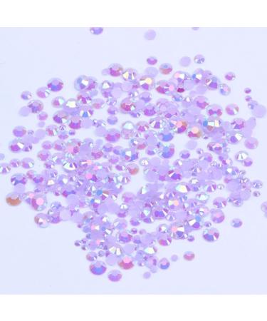 Light Purple AB Resin Nail Rhinestones - 1000pcs 2-6mm Non Hotfix Glitter Round Flatback Stones for DIY Nail Art - Buy Online on GoSupps.com