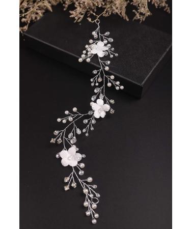 BERYUAN Women White Flower Hair Vine Pearl Hair Piece Rhinestone Gold Wedding Hair Accessory Gift for Her Rhinestone Opal Hair Piece Party Headress for Bride Bridesmaid Girls (Gold) - Buy Online on GoSupps.com